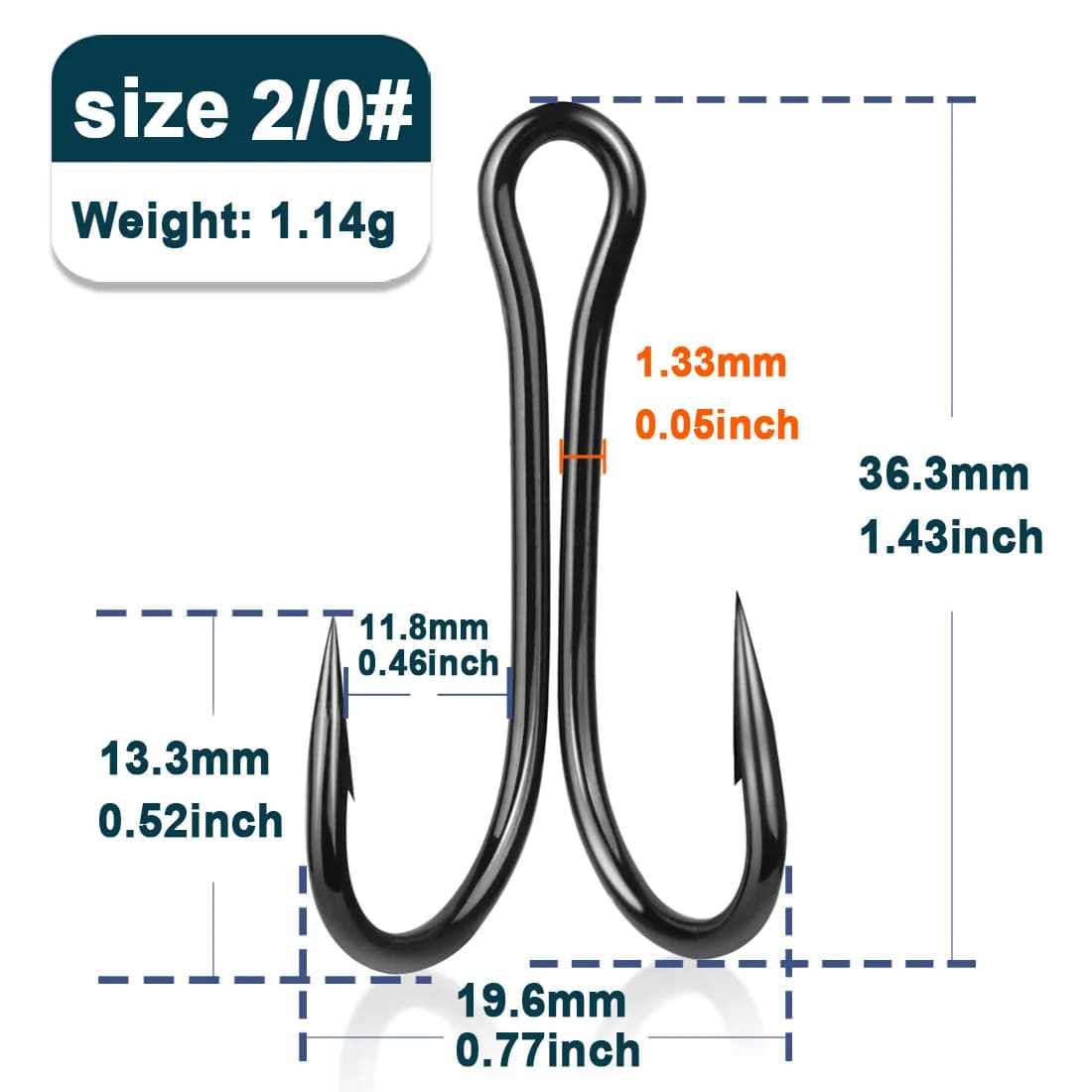 Anzuelos de Pesca Dobles Rana Negros, 50-200 Pzs
