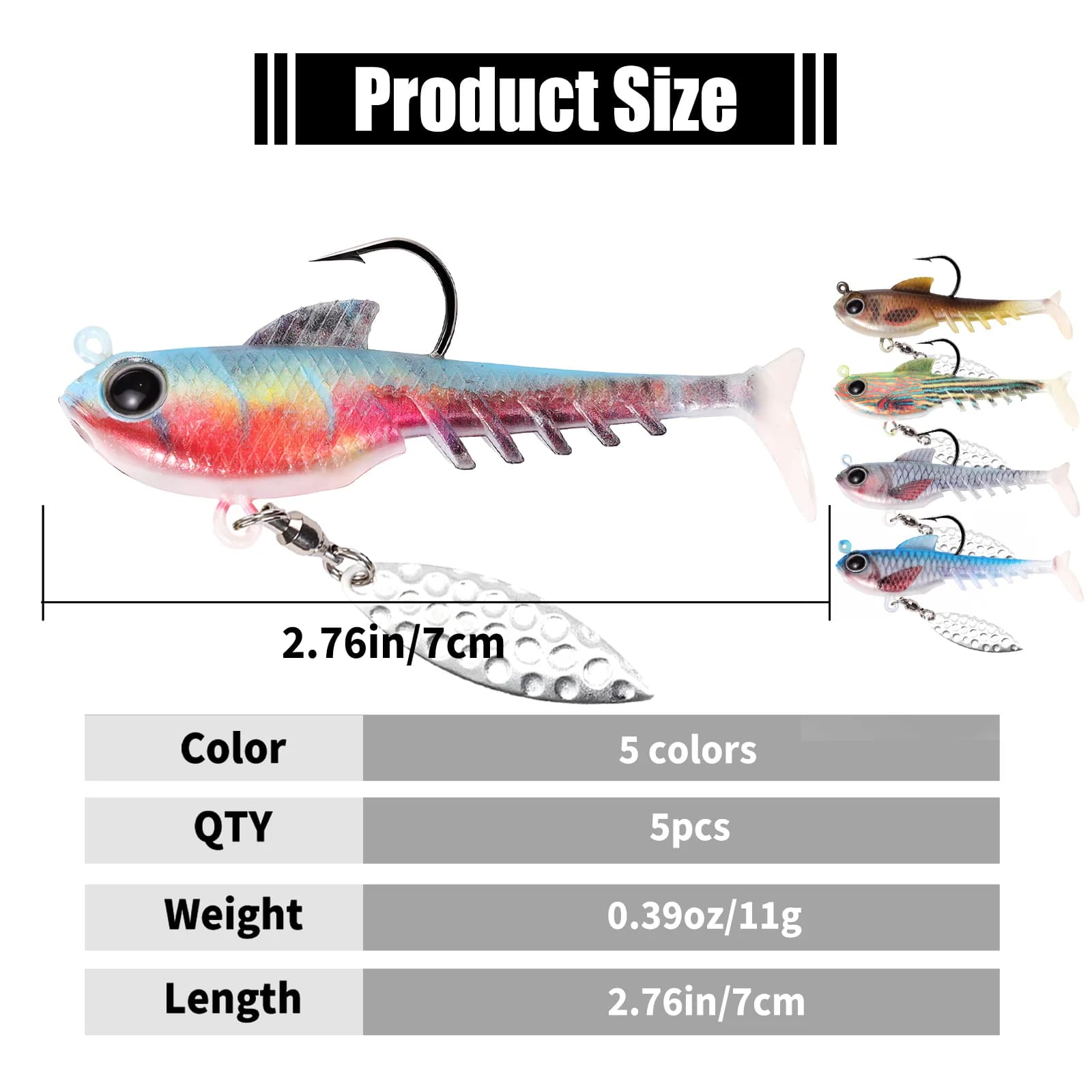 Cabeza de Jig con Hélice para Swimbait de Plástico Blando