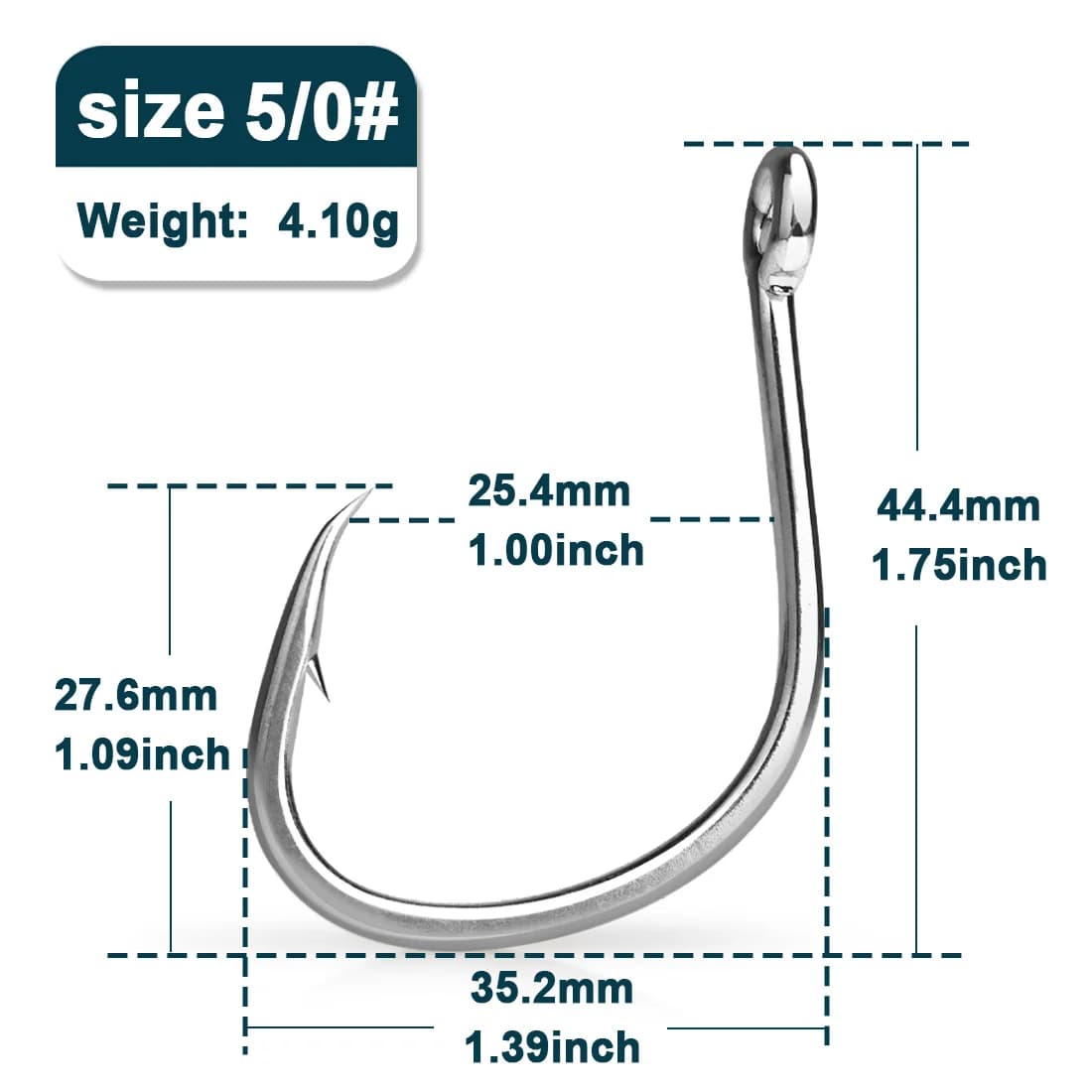 Anzuelos de Círculo para Cebo Vivo, Hoz Ancha Sin Desplazamiento, 25-100 Pcs