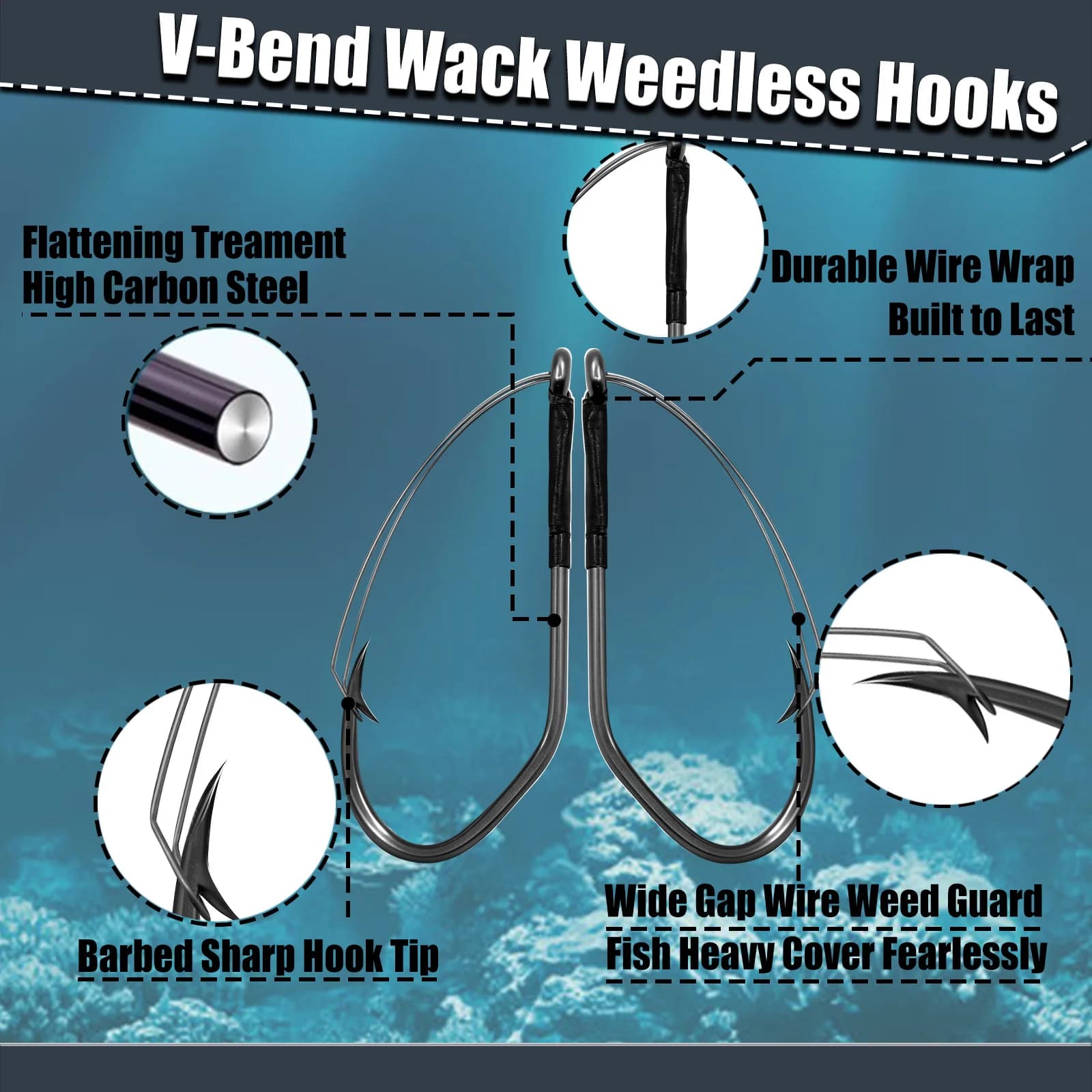 Anzuelos Wacky Sin Enredos V-Bend para Gusanos