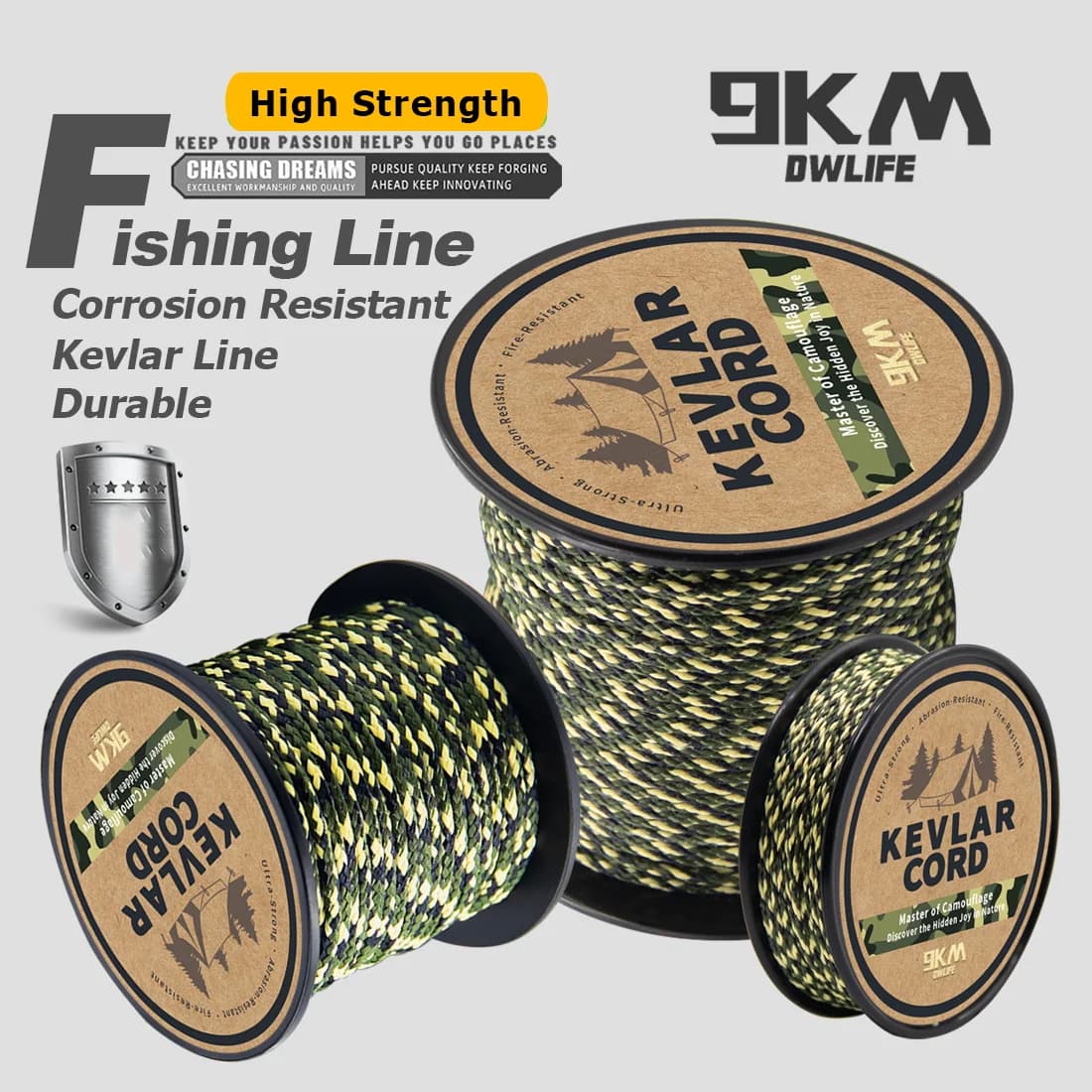 Cuerda trenzada de Kevlar de alta resistencia para líneas de pesca