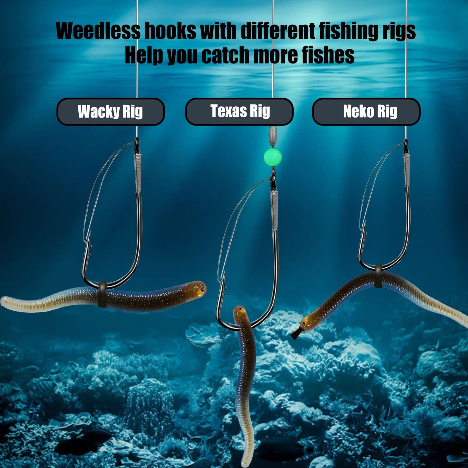 Anzuelos Wacky Rig sin Maleza para Gusano, 10-30 Pcs