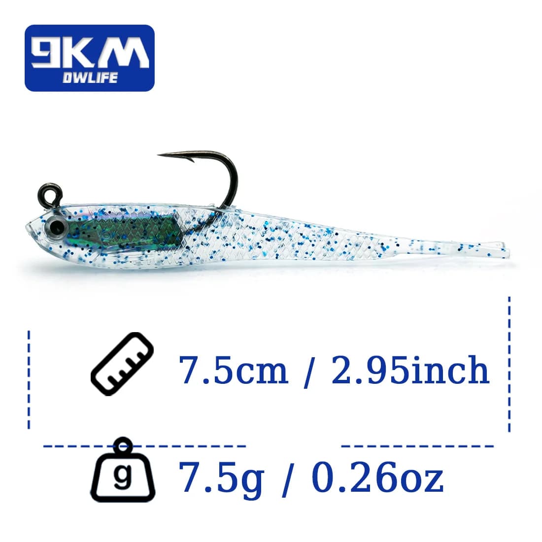 Señuelos swimbait blandos con cabeza plomada, Pack de 5