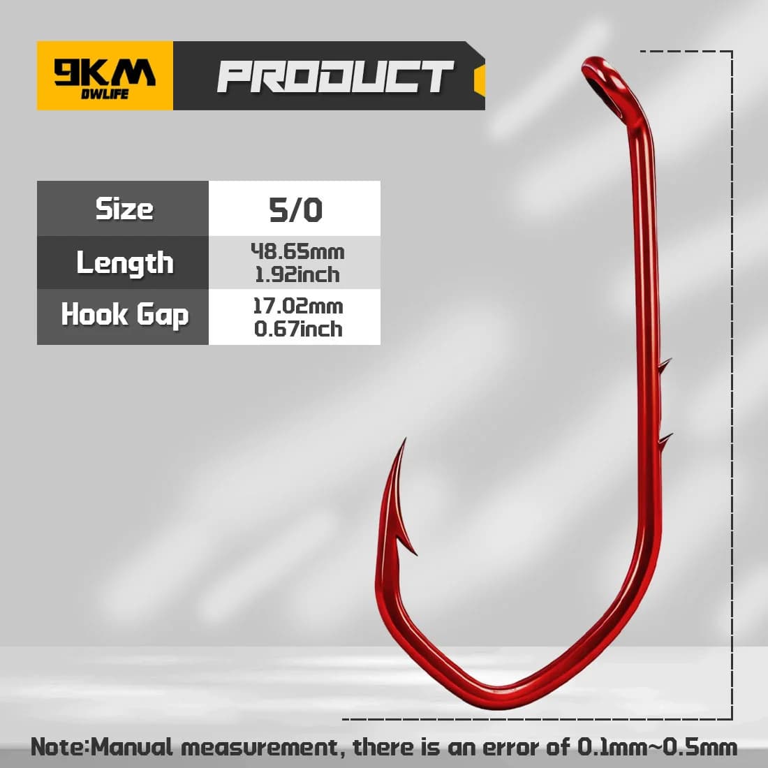 Ganchos de pesca rojos con soporte para cebo, estilo offset V-Bend