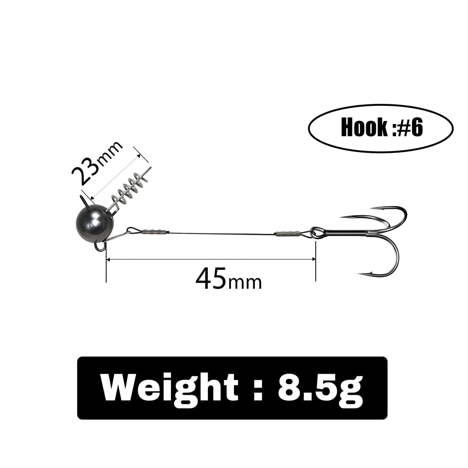 Montura Stinger con cabeza de jig Screwball y anzuelo triple para lucio