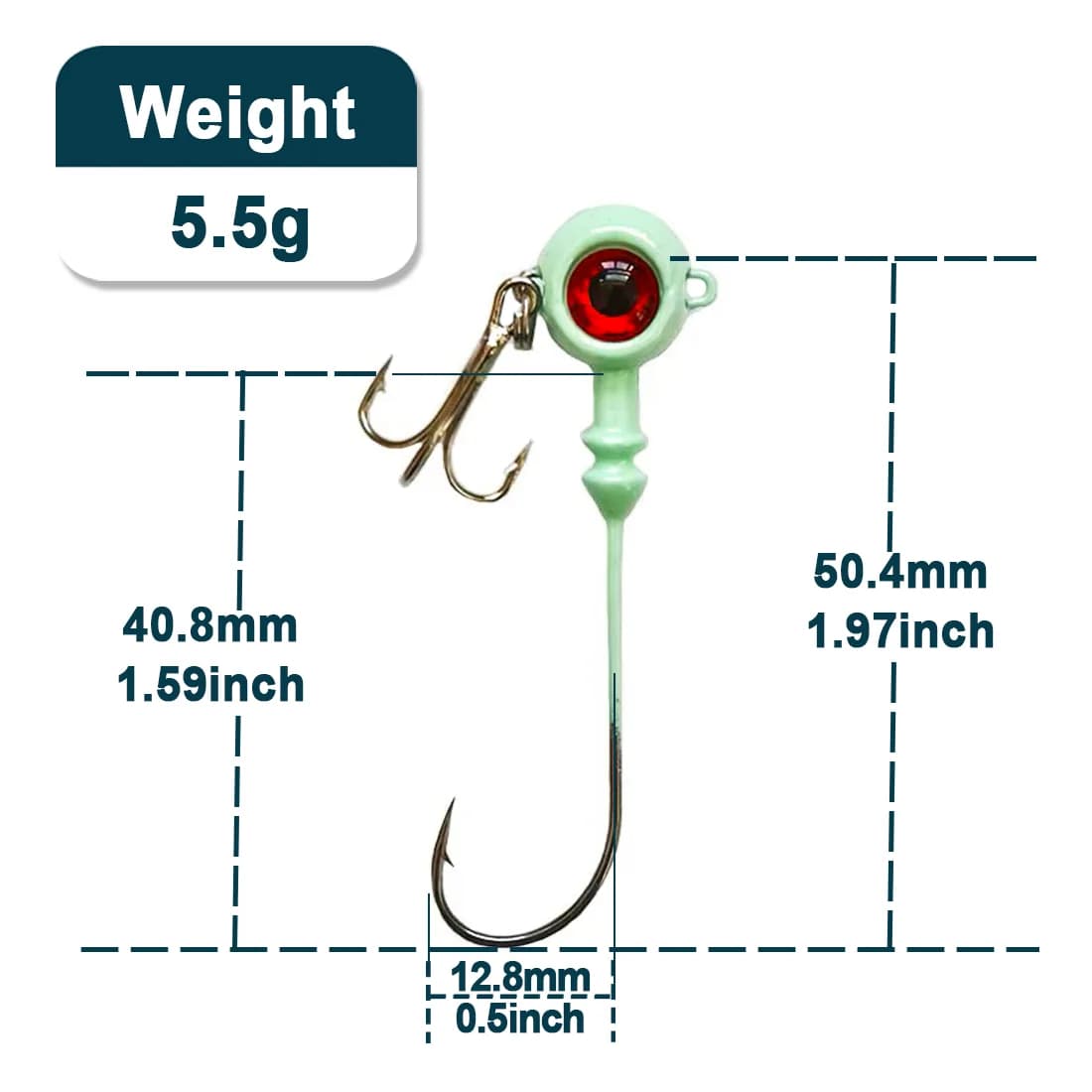 Cabezas de Jig con Ojo y Anzuelos Triples para Agua Salada